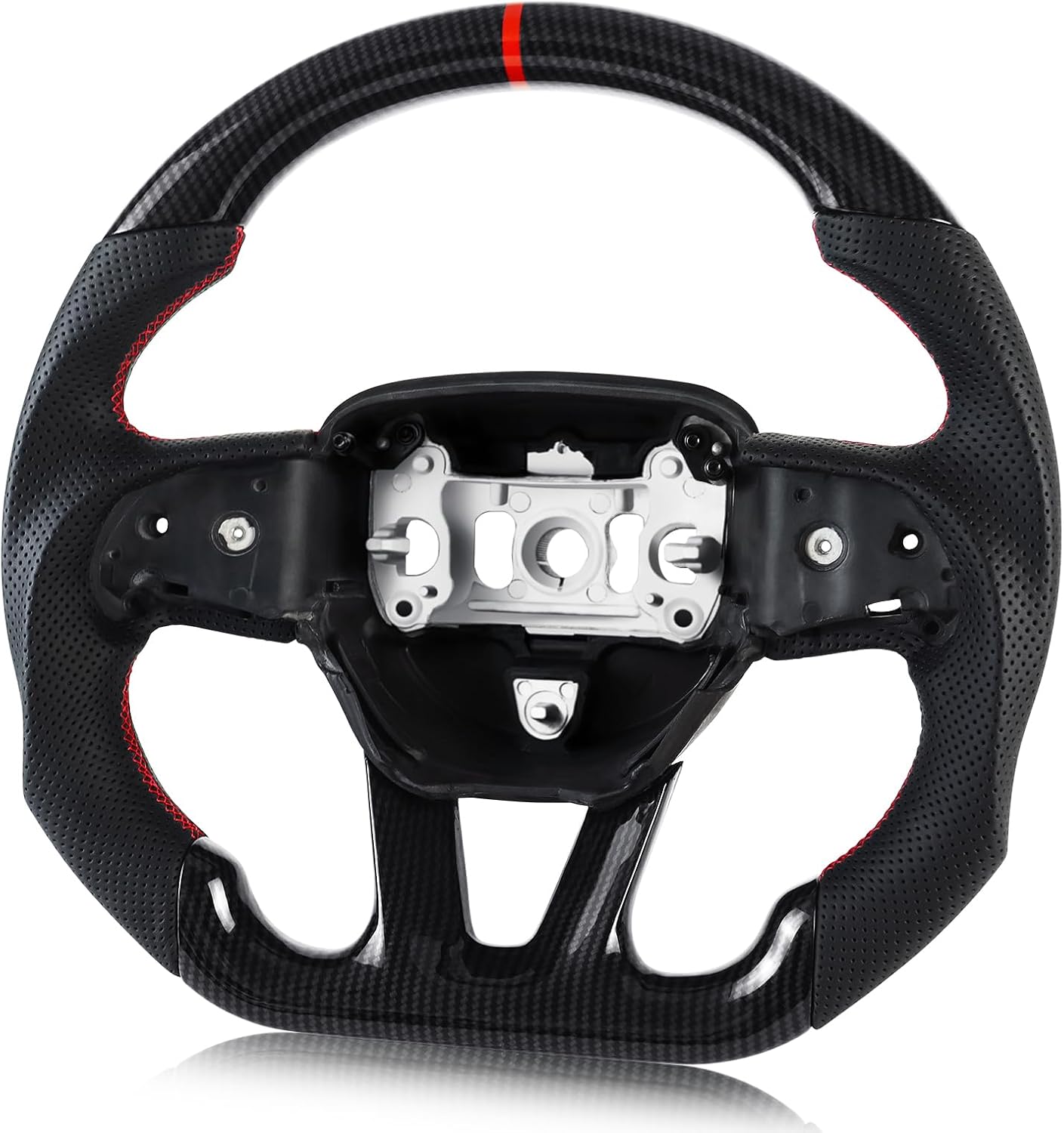Real Carbon Fiber Steering Wheel For Dodge Charger/Challenger/Durango/Jeep Grand Cherokee/SXT/GT/RT/SRT/Heallcat With heating function D-shaped Nappa Perforated Flat-bottom Steering Wheel