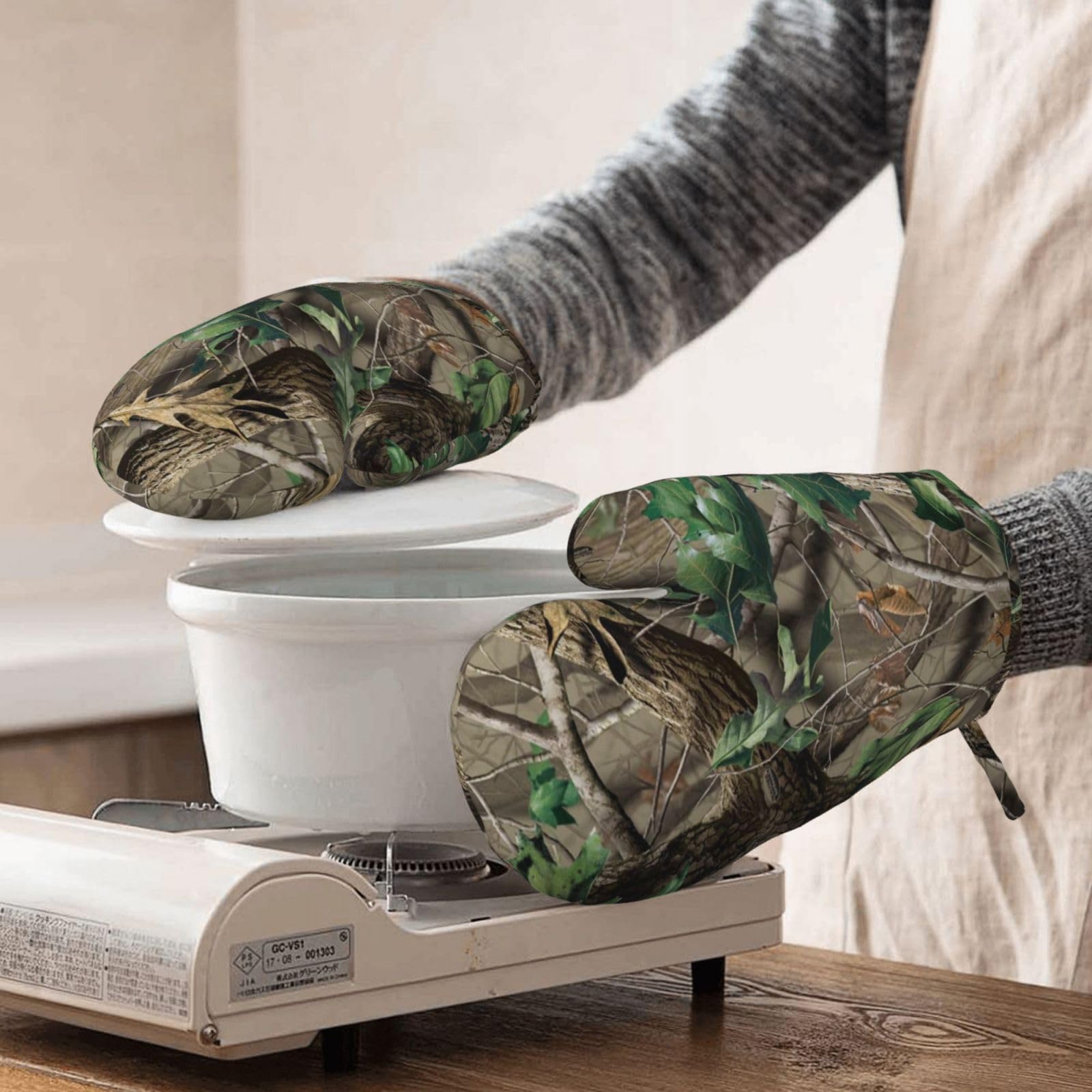 Hardwoods Gants de cuisine en silicone avec imprimé camouflage Vert
