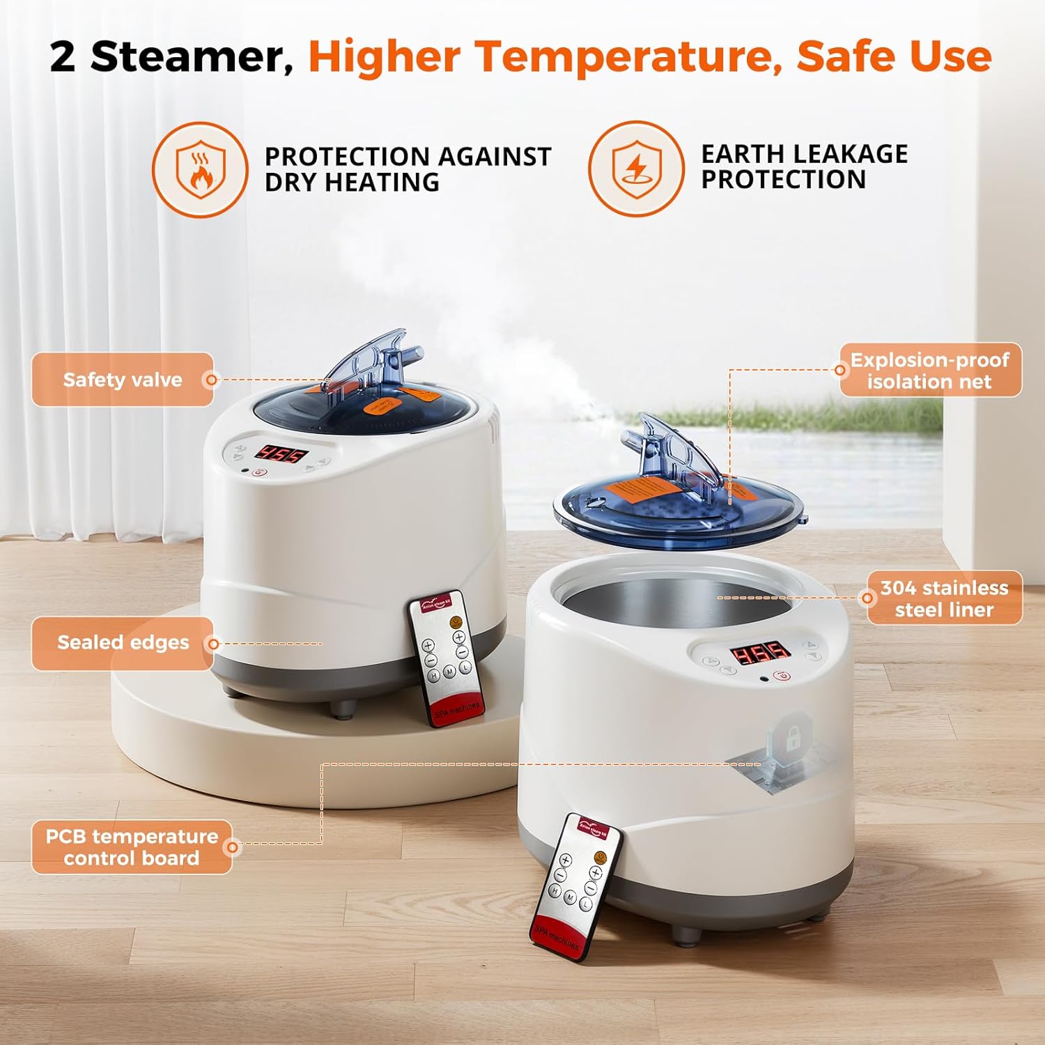 Portable Sauna Box, 2 Person Portable Steam Sauna for Home, Large Sauna Tent with 2 Steamer, Folding Chair for Relaxation-Black