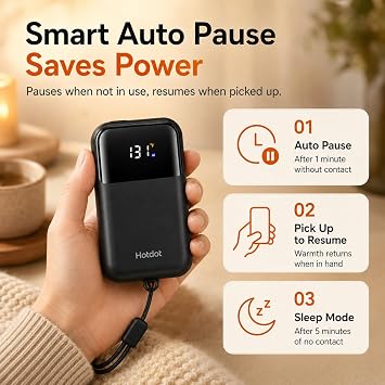 Hand Warmers Rechargeable, Heat Levels (104131F), Real-Time Temp & Battery Display, Electric Hand Warmers, Fast Heating, Fits in Gloves/Pocket, Gifts for Women & Men