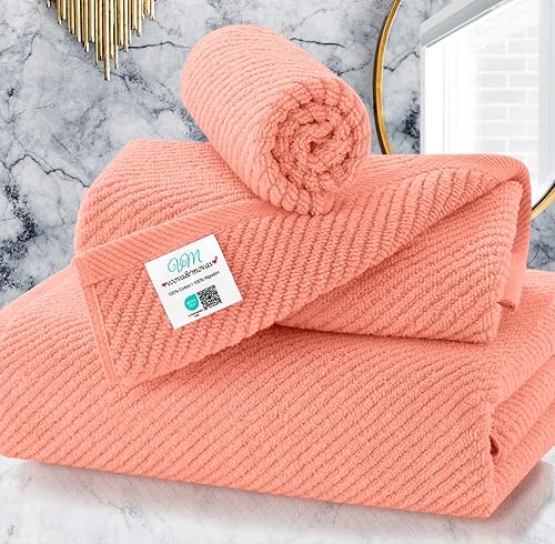 Vista 271 de VOOVA & MOVAS Juego de 4 toallas de baño blancas, grandes de 30 x 56 pulgadas, 100% algodón, de secado rápido, ligeras, gruesas, suaves, Azul