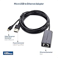 Vista 2 de Cable Matters Adaptador micro USB a Ethernet de hasta 480 Mbps, adaptador Ethernet Fire Stick, compatible con Fire TV Stick, Chromecast
