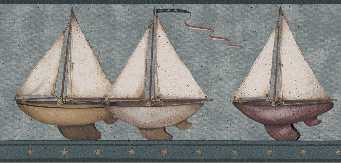 Sailboat Teal Wallpaper Border