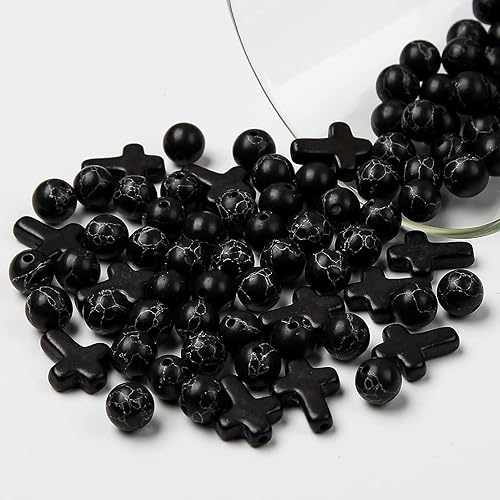 Miniatura 4 de 210 cuentas cruzadas de piedra natural, cuentas de piedra natural, cuentas cruzadas de magnesita y turquesa para fabricación de joyas y manualidades