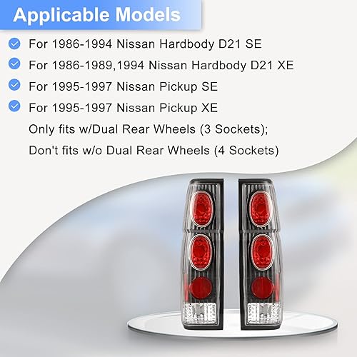 Miniatura 2 de ROXX Conjunto de luz trasera compatible con Nissan Pickup D21 1986 1987 1988 1989 1990 1991 1992 1993 1994 1995 1996 1997 Nissan Pickup D21 lado del