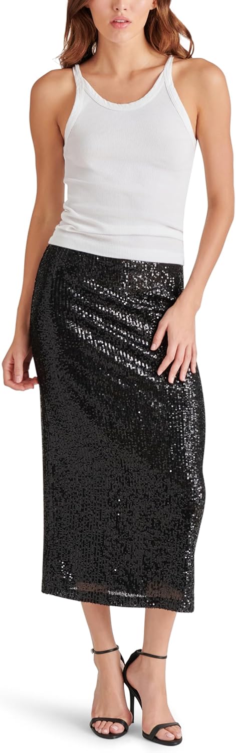Steve Madden Women's Sequin Midi Column Skirt