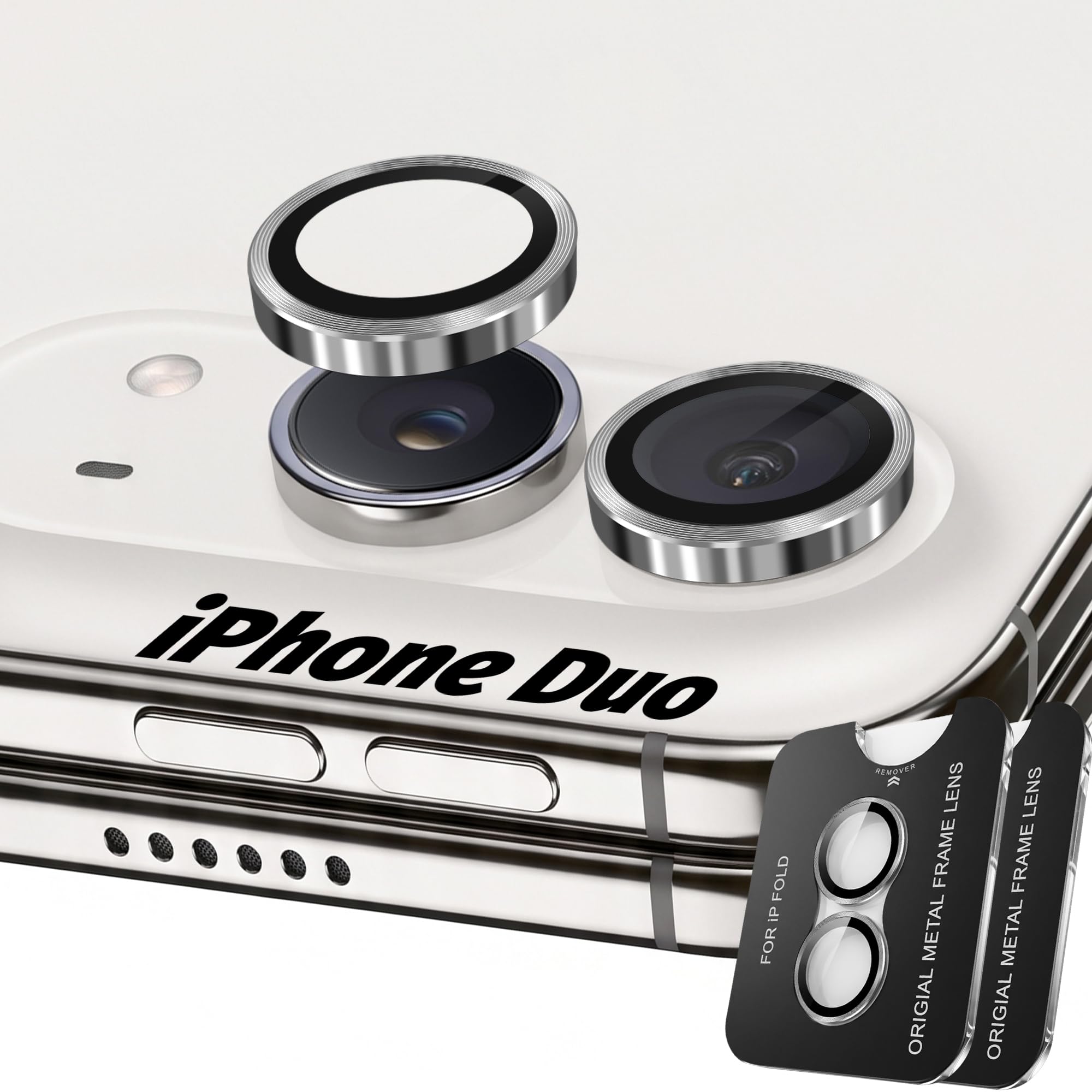 Orzero 9H Glass Camera Lens Protector for iPhone Duo-Sliver, 2 Set