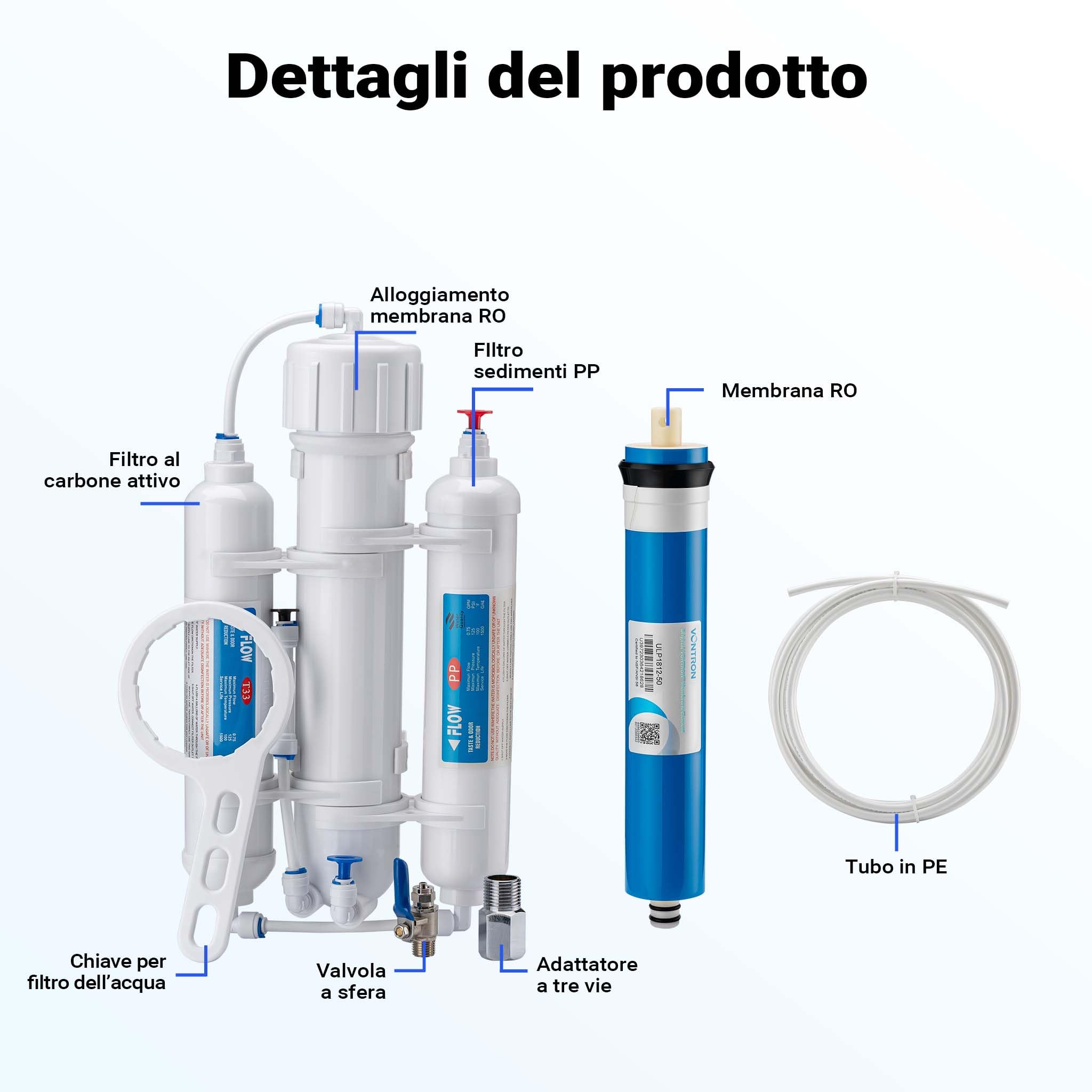 Naturewater Impianto a osmosi inversa a 3 stadi (RO) 190l/giorno 50GPD