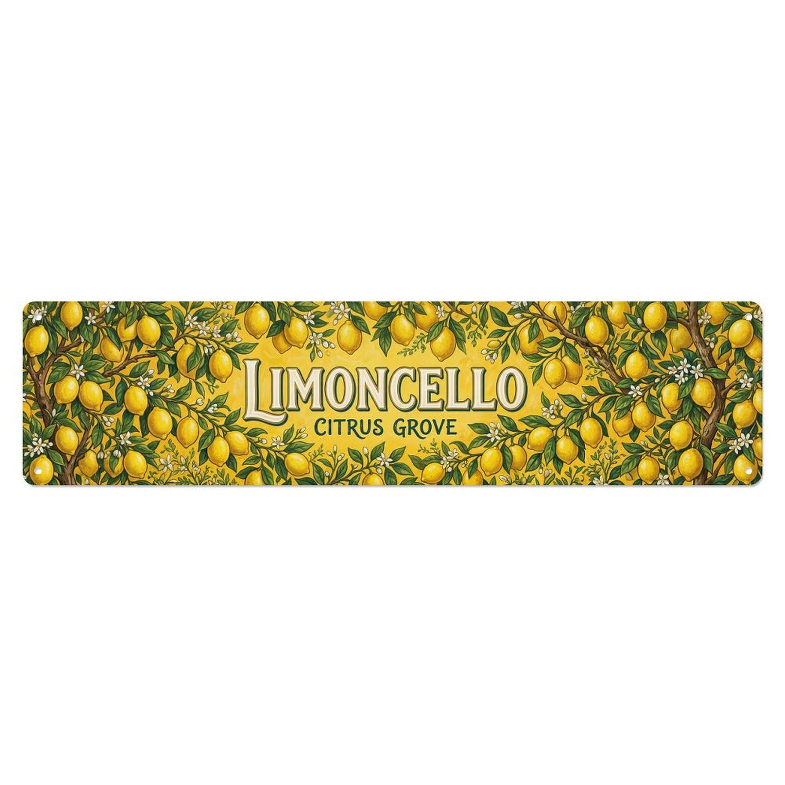 Vintage Limoncello Citrus Grove Mediterranean Metal Tin Sign Plaque Wall Decor for Cafe, Club, Garden Metal Poster 4x16Inch