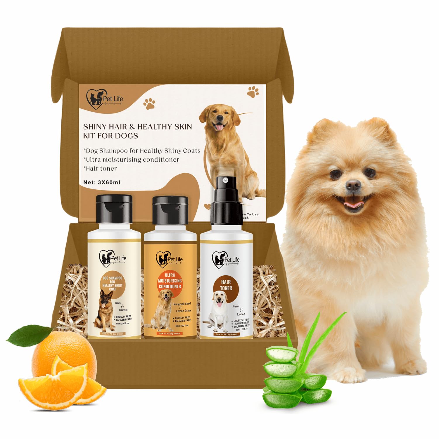 Pet Life Shiny Hair & Healthy Skin Kit for Dogs (Dog Shampoo for Healthy Shiny Coats, Dog Conditioner, Hair Toner) | Dog Shampoo & Conditioner for Labrador, Shih Tzu, Pug Dog | All Dog Breed – 180ml (B0D3BGQWJG) Amazon Price History, Amazon Price Tracker