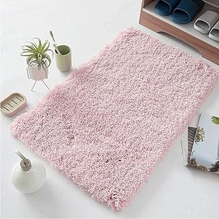 MeMoreCool Bath Mat, Shower Mats Non Slip Soft Pink Bathroom Mat Microfiber Water Absorbent Fluffy Rug for Bathroom Bedroo...