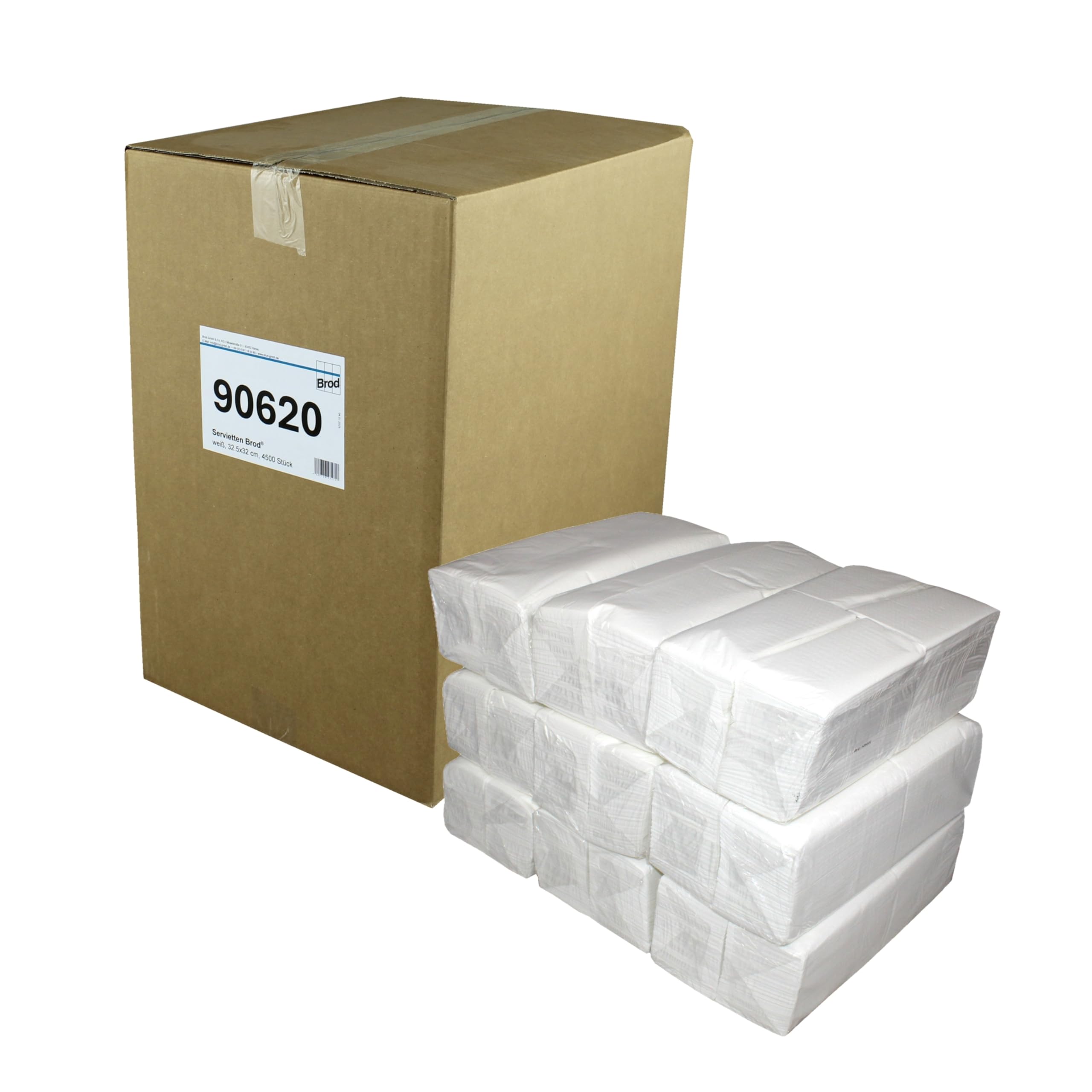 Brod® Servietten 4500 Stück, 1/8 Falz, 32 x 32,5 cm, 1-lagig, aus Zellstoff