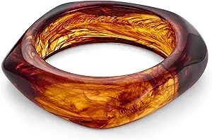 WOWORAMA Colorful Resin Acrylic Bangle Bracelets for Women Geometric Chunky Mottled Acetate Resin Bangles Wide Acrylic Plastic Bracelets Statement Jewelry