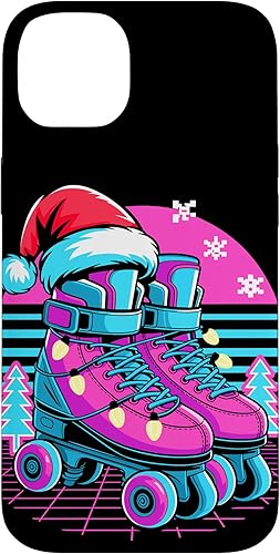 Vista 15 de Christmas Synthwave Rollerskate Rollerskater Rollerskating Case for iPhone 16