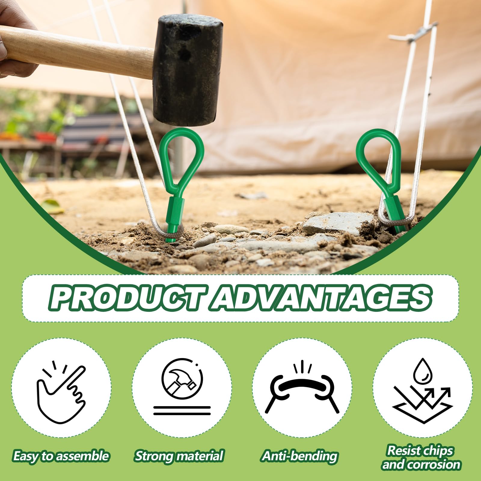 Therwen 24 Pcs 15" Ground Anchors Screw in Heavy Duty Earth Anchors