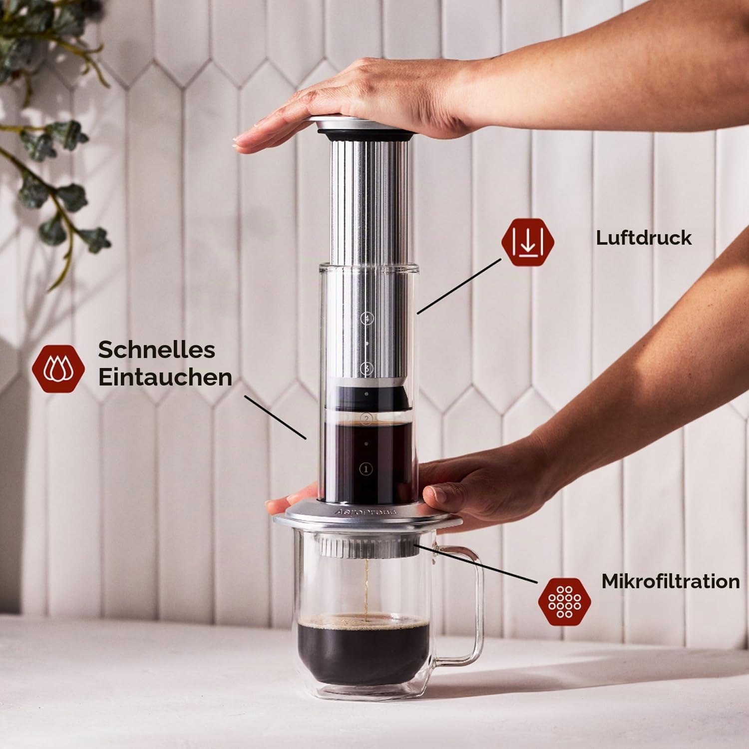 AeroPress Edelstahl-Durchflussregler-Filterkappe, Verhindert Durchtropfen, Volle Kontrolle über Mahlgrad & Brühzeit, für Espressol, Lattes & Cold Brew, Passend für Standard-AeroPress-Kaffeebereiter