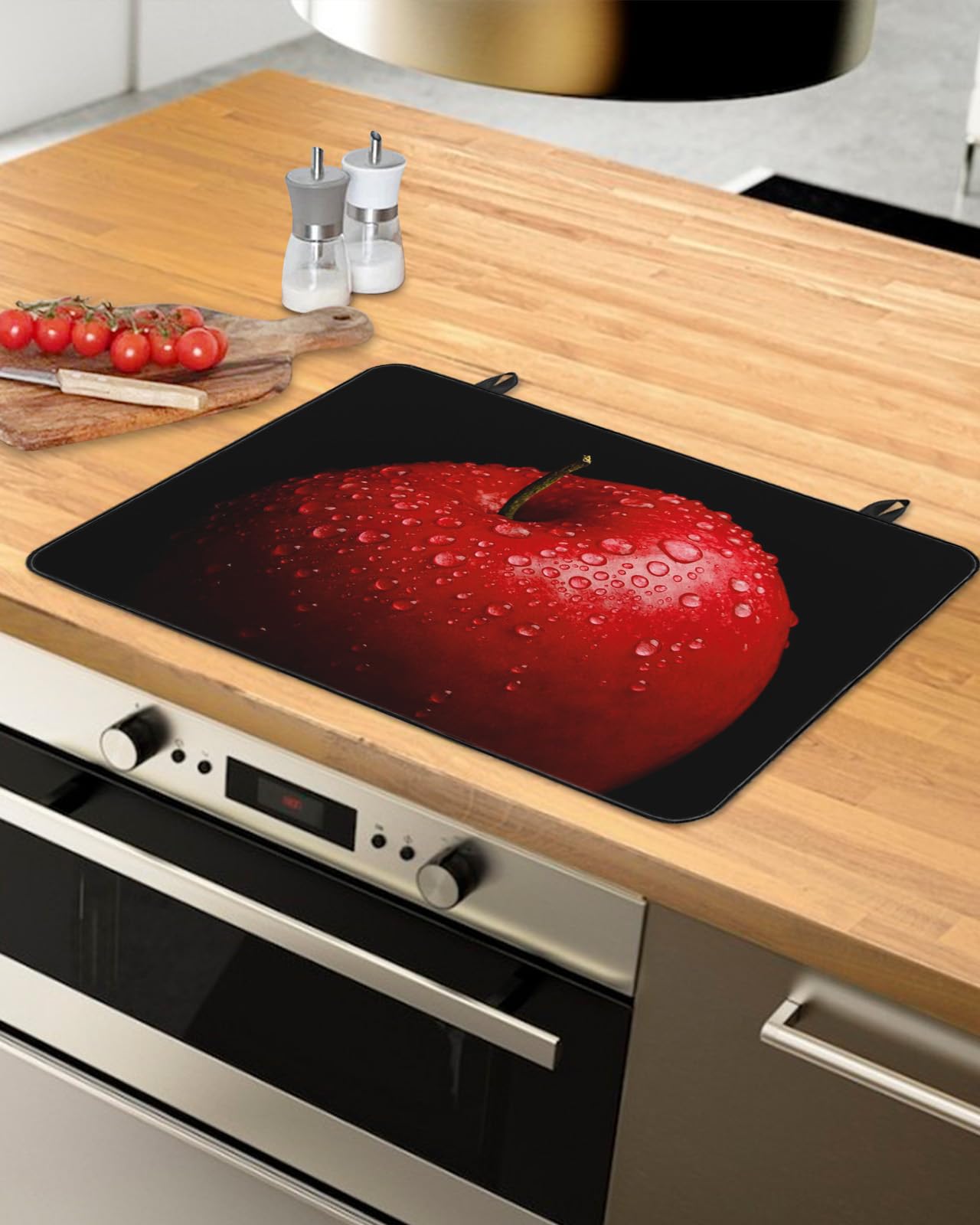 Red Cherry Glass Stove Top Cover Protector - Heat Resistant Counter Mat & Backsplash