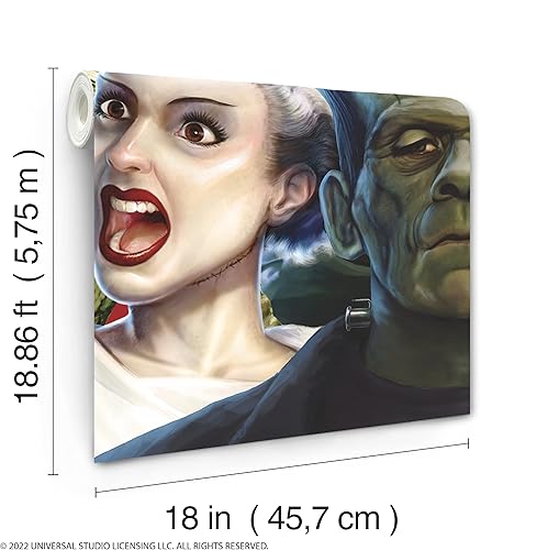 Miniatura 5 de RoomMates RMK12552M Universal Studios Iconic Monsters - Papel tapiz para despegar y pegar, rollo de papel pintado, color negro, morado