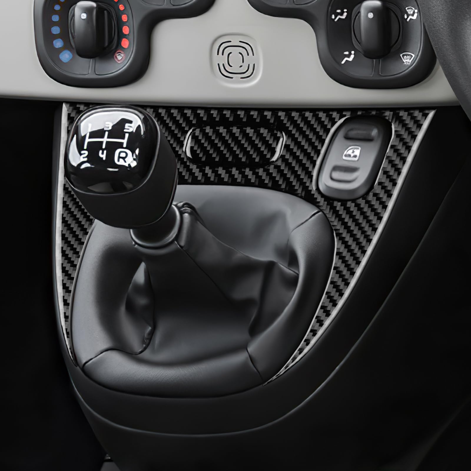 KUNGKIC Fibra di carbonio Auto Pannello di controllo Copertura Telaio Ingranaggio Adesivi Per Fiat Panda 169 319 2013-2020 2021 2022 2023 2024 2025 cambio pannello Interno Accessori decorativi (nero)