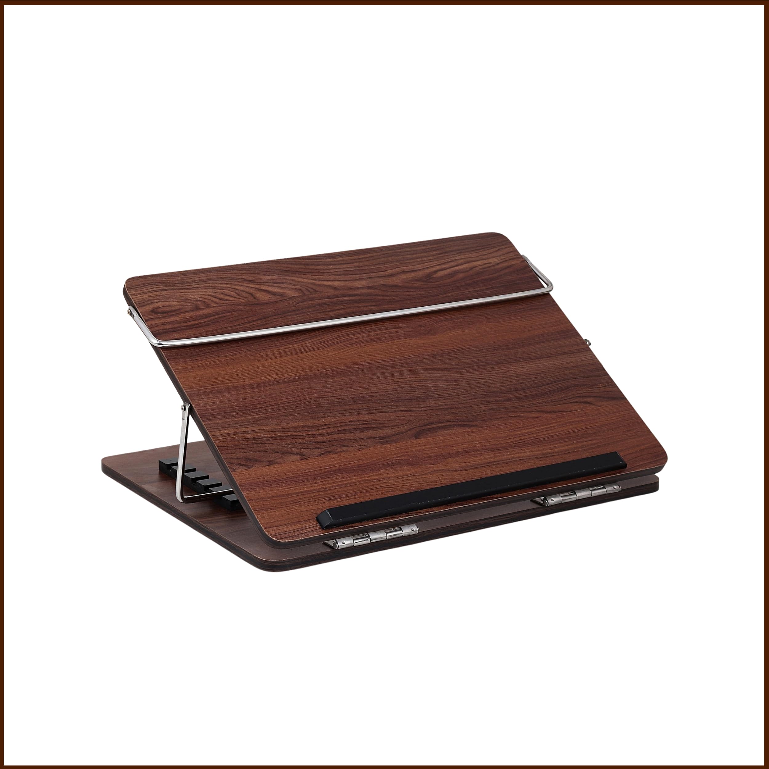 GoodWill Tech Wooden Tabletop Elevator for Writing, Sketching, Drawing - Adjustable Height, Portable Laptop Stand for Offices, Schools, and Study Rooms (Rolex Dark, 12 x 16 inches)