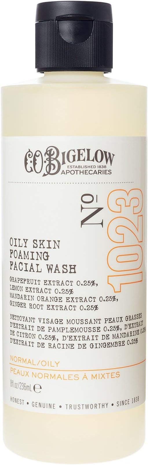 C.O. Bigelow Face Care Collection, Foaming Facial Wash for Oily Skin, Facial Cleanser, Face Wash with Grapefruit, Ginger Root, Made in the USA, 8 fl oz