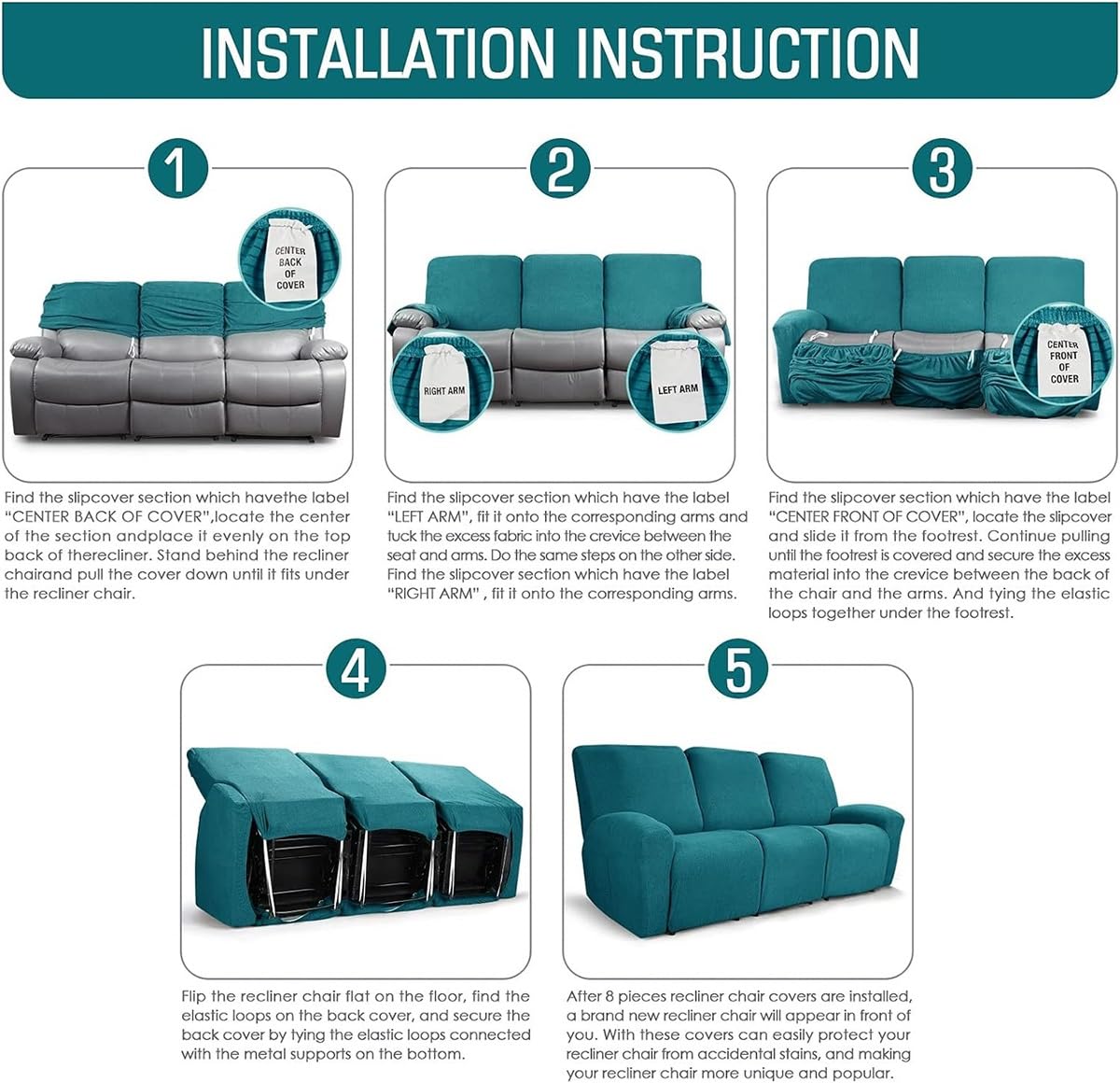 Housse Canapé Inclinable Relax 1/2/3 Places Jacquard Extensible Avec Poche Latérale