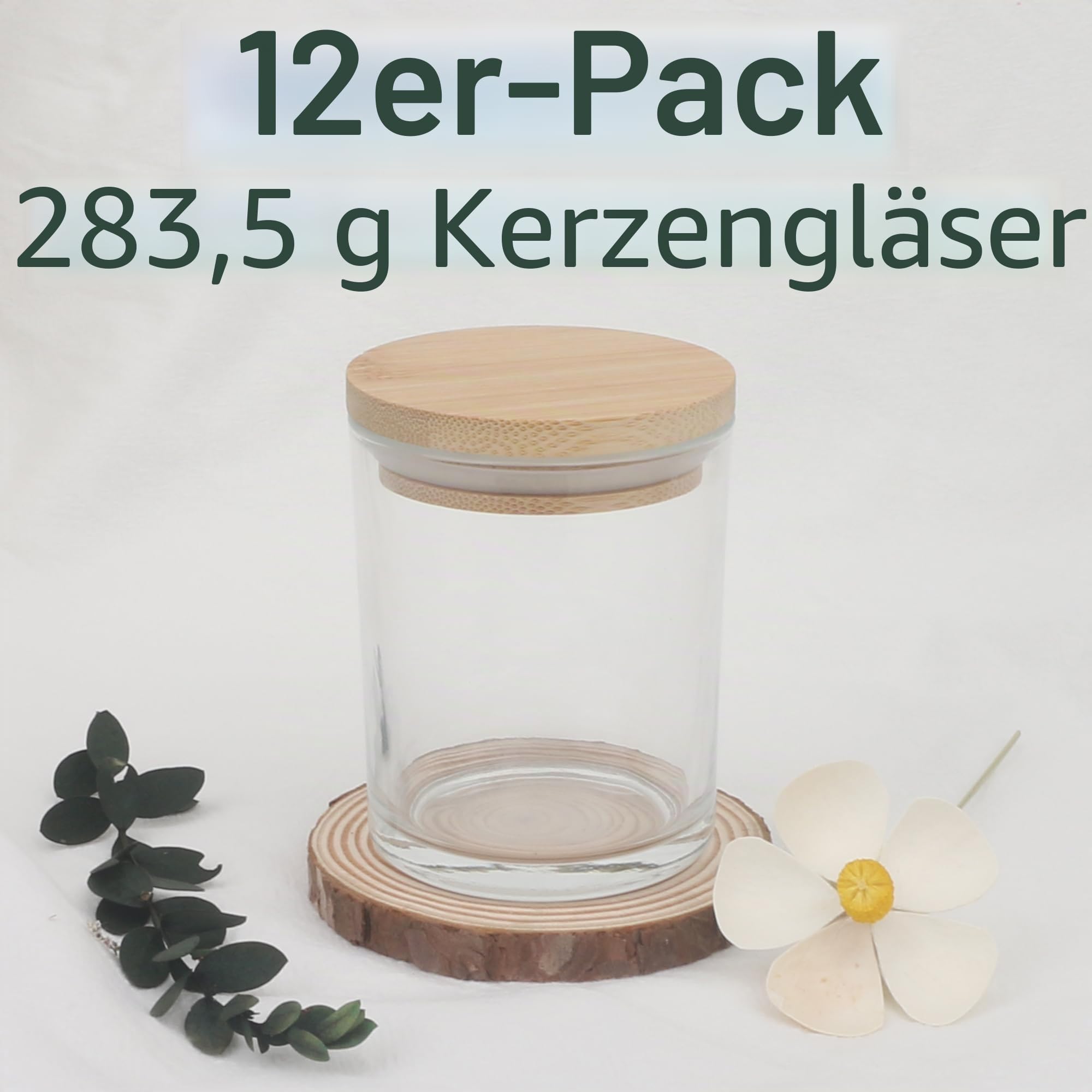 MILIVIXAY 12er-Pack 296 ml klare, dicke Glas-Kerzengläser mit Deckeln – Großpackung leere Kerzengläser für die Herstellung von Kerzen – Gewürz- und Pulverbehälter.