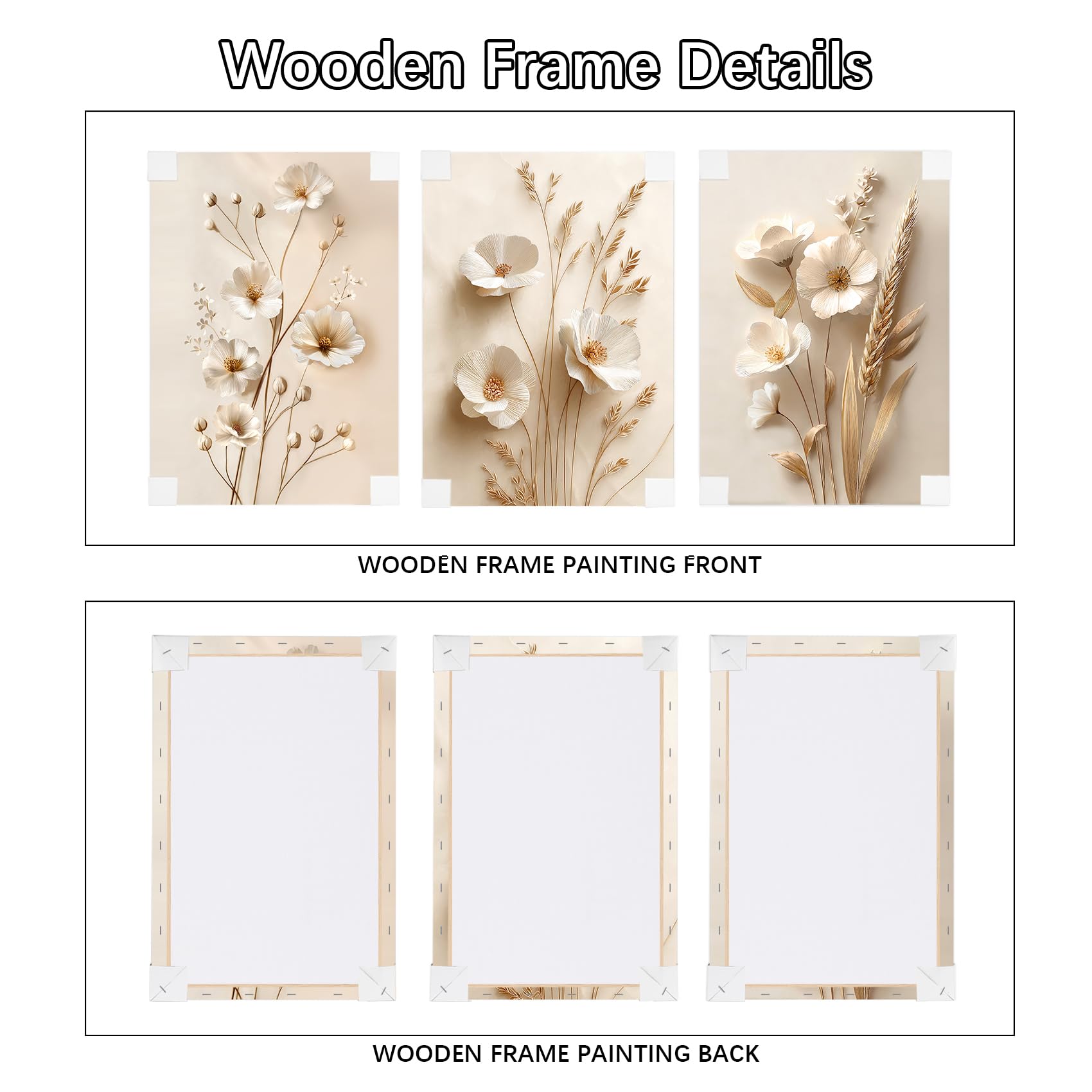 3 Pcs Wooden Framed Canvas Wall Art Set Bohemian Sage Green Canvas Prints Poster Geometric Line Beige Green Pictures for Living Room Bedroom Dinning Room Hallway Stairs Wall Decor 30x40cm x3pcs — view 115