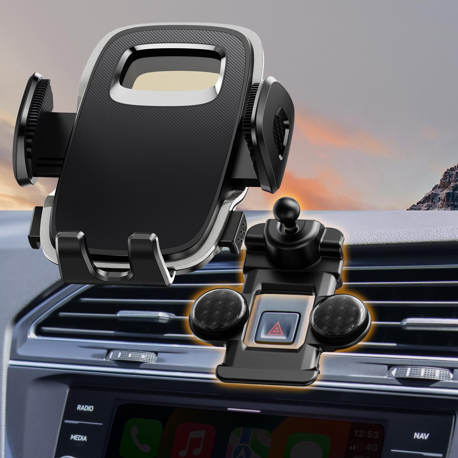 ELOHEI Phone Mount for Volkswagen Tiguan with Custom Base, Custom Fit Car Phone Holder for Tiguan 2018 2019 2020 2021 2022 2023 2024 Car Accessories