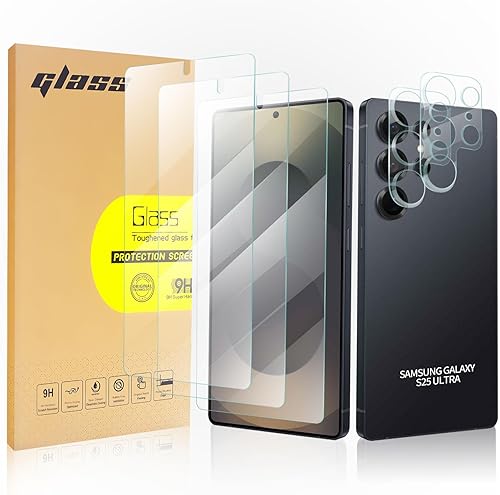 Vista 17 de Paquete de 2 protectores de pantalla de vidrio templado curvado aplicables para Samsung Galaxy S21 Ultra 5G de 6.8 pulgadas + 2 protectores de lente