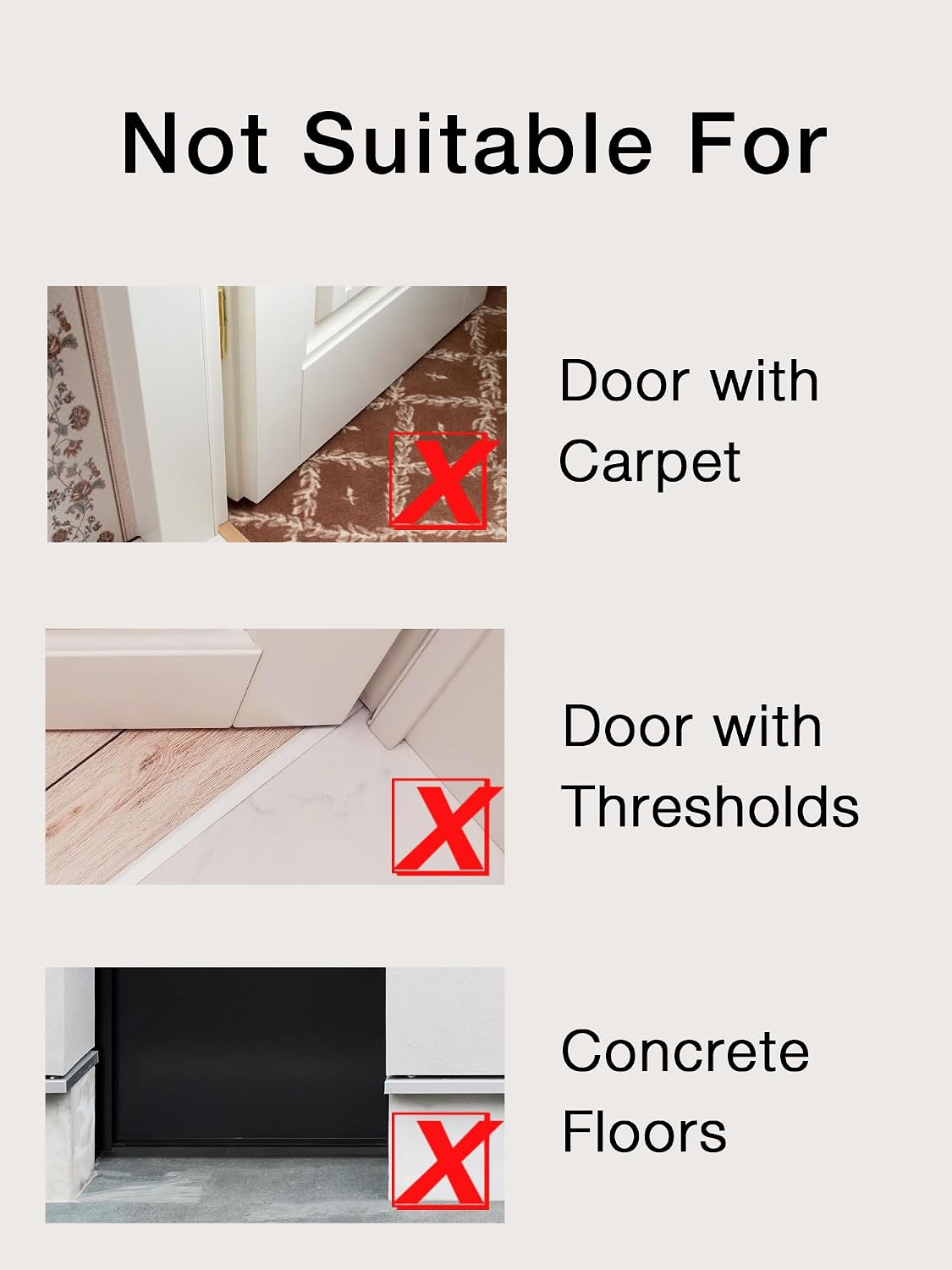SUNMON Silicone Door Draft Stopper, 39in Upgraded Door Slide-On Under Door Seal Blocker, Under Door Sweep Weather Stripping（3.25FT Black）