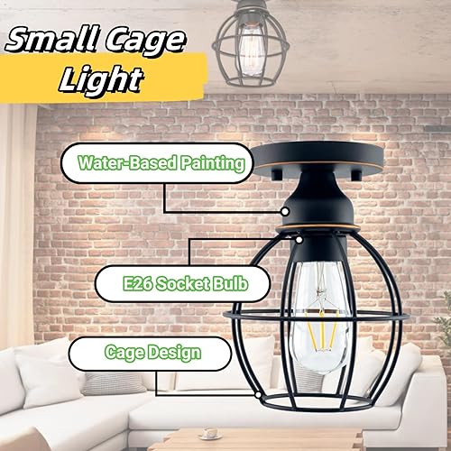 Miniatura 2 de WISBEAM Lámpara de techo semiempotrada, base mediana E26 MAX 60W, carcasa de metal, clasificación ETL, bombillas no incluidas, paquete de 2 unidades