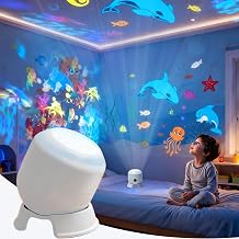 Dynamic Rotating LED Projector Light, Kids Night Light Projector, Ocean Projector with 360 Rotating, Gifts for Boys and Girls Birthday, Christmas, LED Atmosphere Light for Bedroom, Party, Home