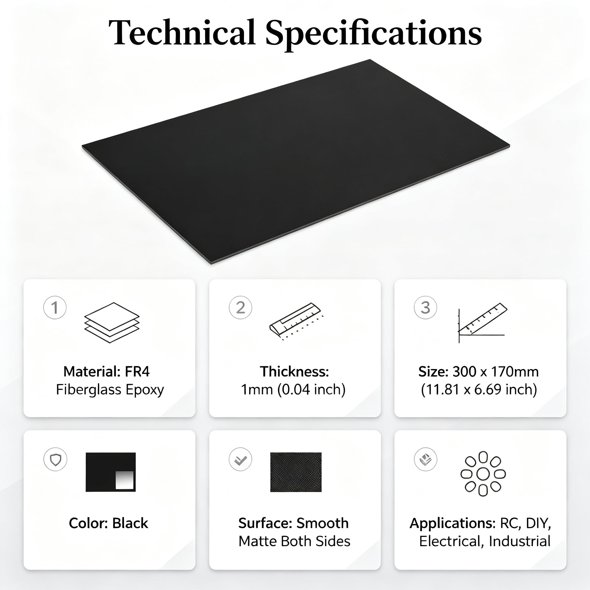 FR4 Fiberglass Sheet - 1mm Thick for RC Models & DIY -6 FR4 Fiberglass Sheet - 1mm Thick for RC Models & DIY -6
