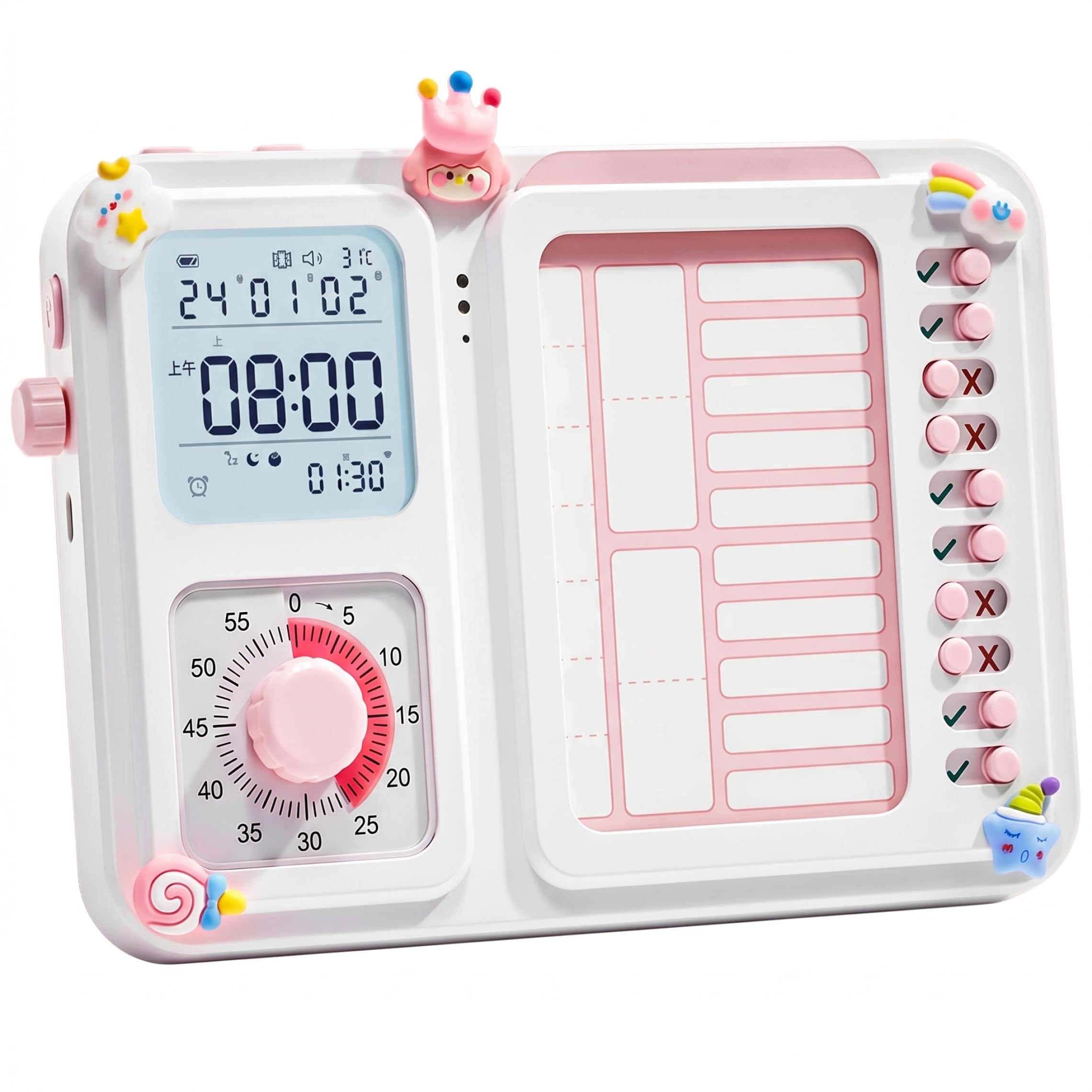 3-in-1 Visual Timer for Kids, Adhd Tool for Kids Adults, Task Timer with Visual Schedule, Chore Chart & Planning Board, Style2, Summer Use