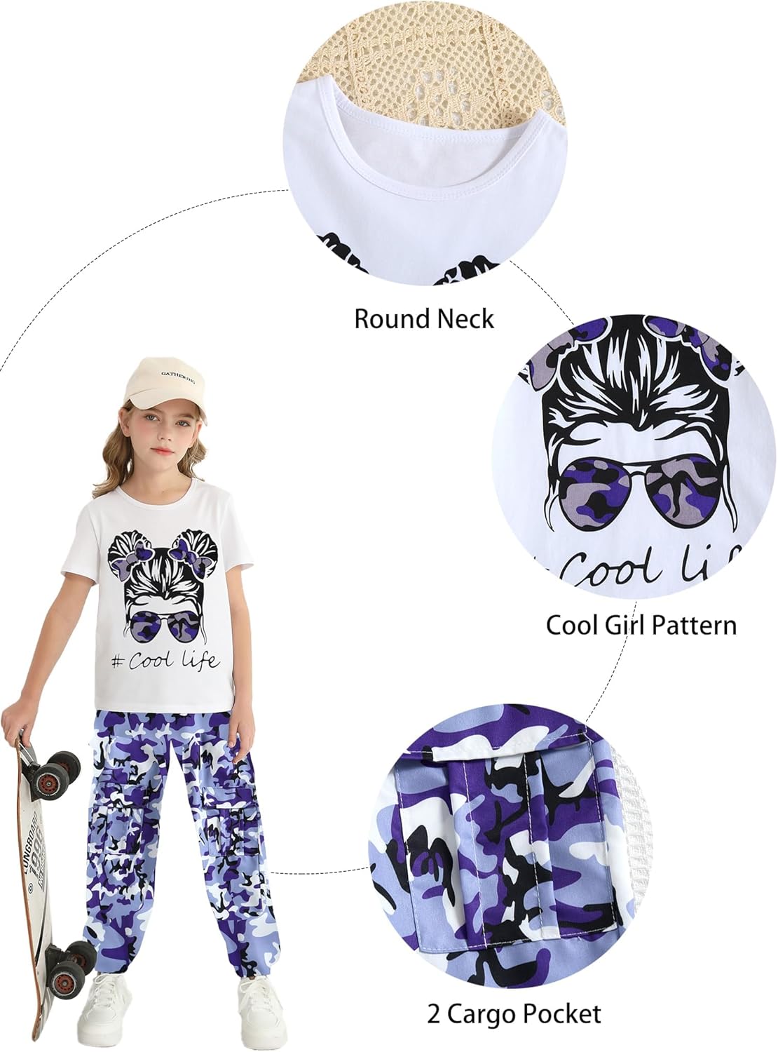 Girl Clothes Cute Cool Girl Tops Splicing Pants 2 Piece Girls Summer Outfits 6-14 Years - Image 3