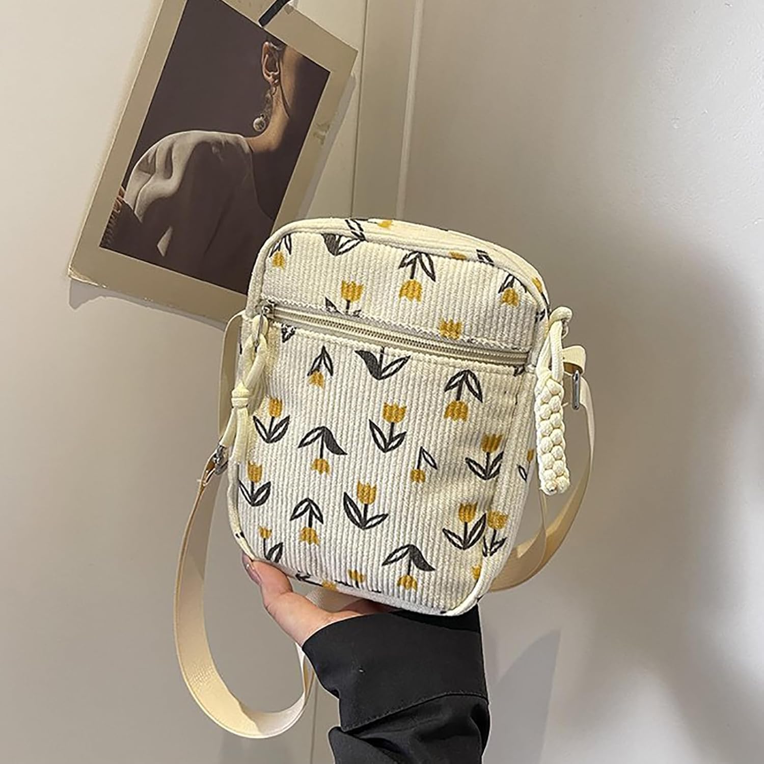 Cute Strawberry Purse Crossbody Bags for Women Kawaii Purse for Women Aesthetic Corduroy Tote Bag - Image 5