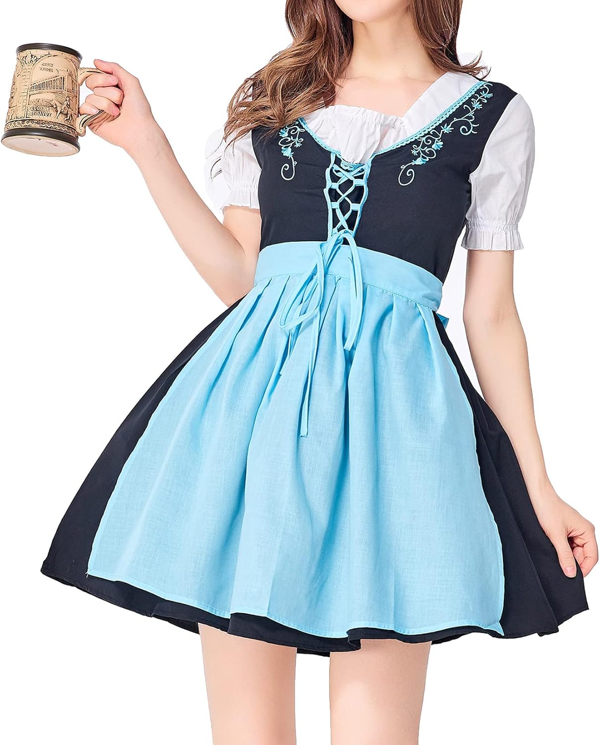 Lu's Chic Women's Oktoberfest Costumes Bar Beer Maid Bavarian Dirndl Dress Costume German