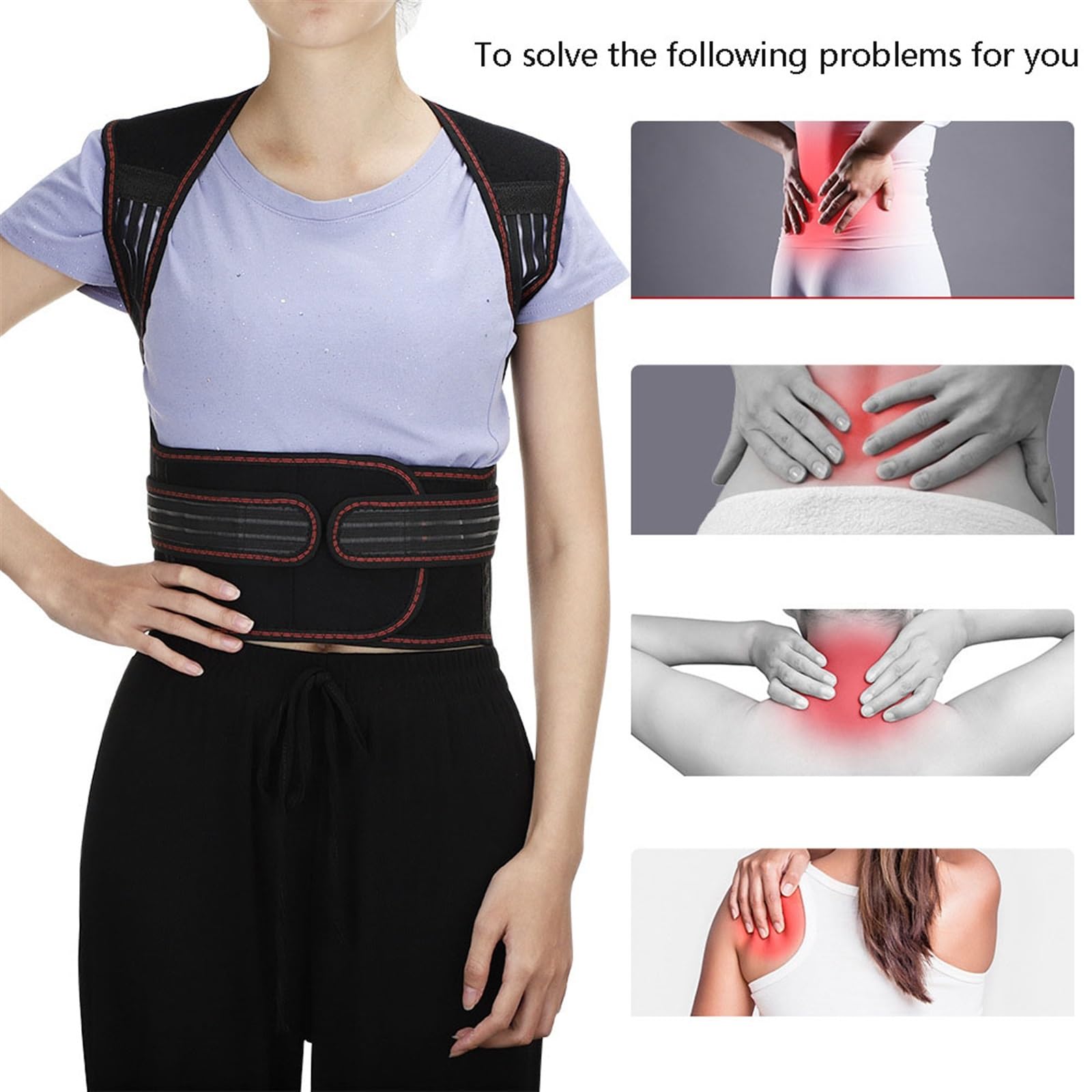 Faja Lumbar Autocalentable para Personas Mayores, Fisioterapia, 108 Imanes, Cinturón De Soporte Lumbar Completo, Alivio del Dolor para Hombres Y Mujeres De Mediana Edad.,Black-L/Large
