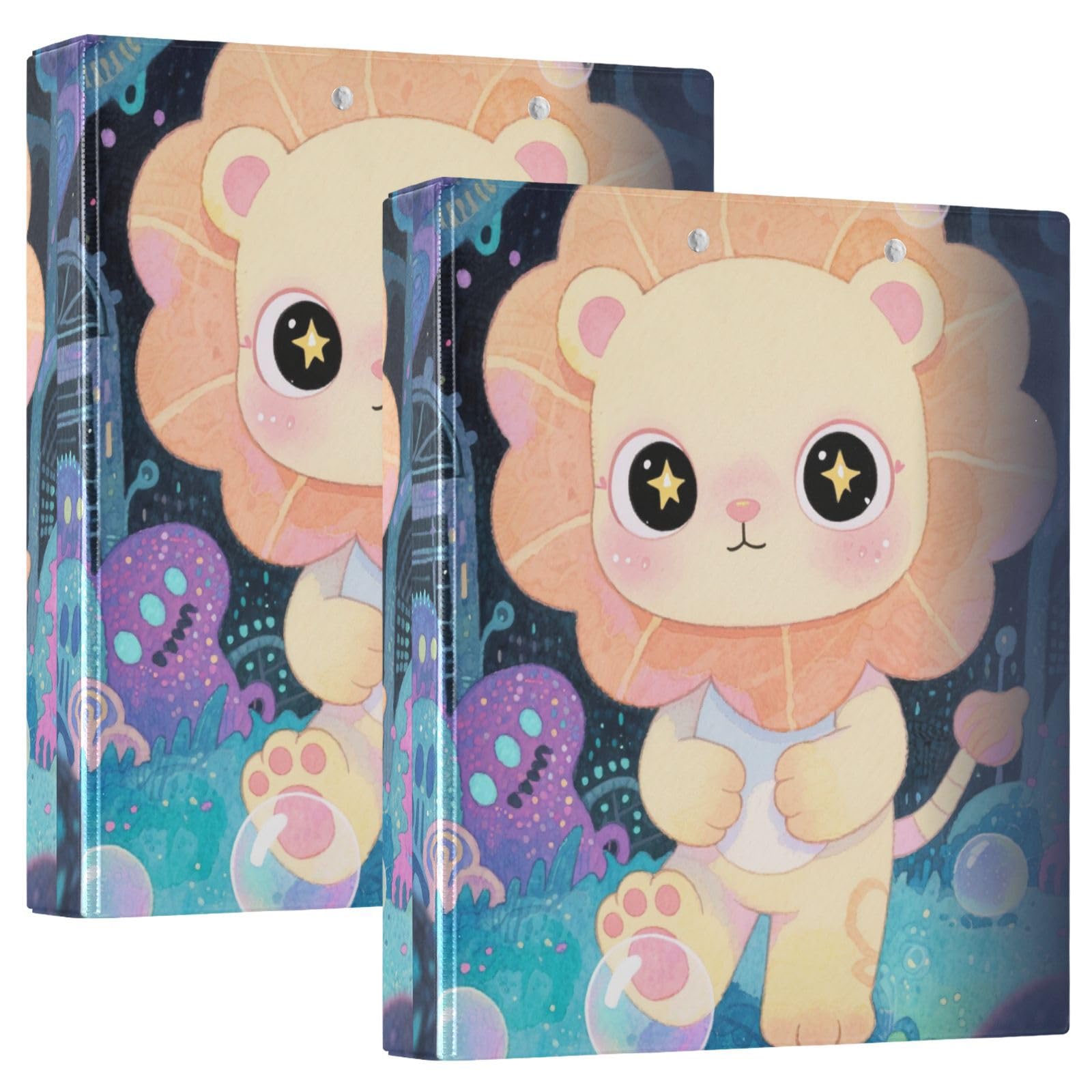 Reliures de 1 et 1/2 pouce pour l'école Illustration de lion de dessin animé mignon