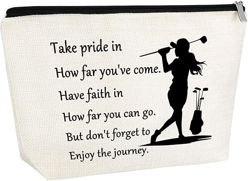 Golf Lover Gift Golf Gifts for Women Girls Golf Makeup Bag Inspirational Gift for Golf Team Player Cosmetic Bag Golf Coach Gift Birthday Gift for Golfer Golfing Gifts Zipper Travel Pouch