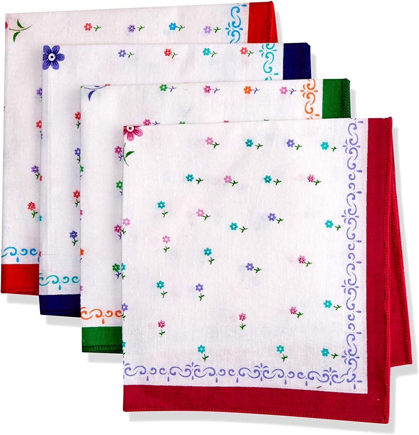 Kuber Industries Women's Cotton Flower Design Handkerchief (KES6096, 30 x 30 cm) -5 - Set of 12 Pcs