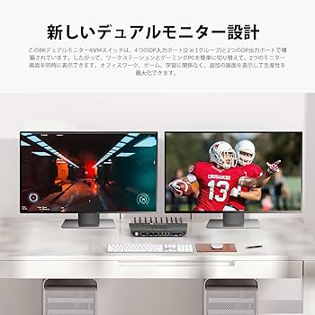 Amazon.co.jp: AV Access 8K KVMスイッチ 2モニター 2 台の