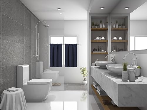 Miniatura 10 de Cortina opaca con aislamiento térmico y dobladillo para barra, para cocina, baño, sala de estar, 2 paneles de 36 pulgadas de ancho x 36 pulgadas de