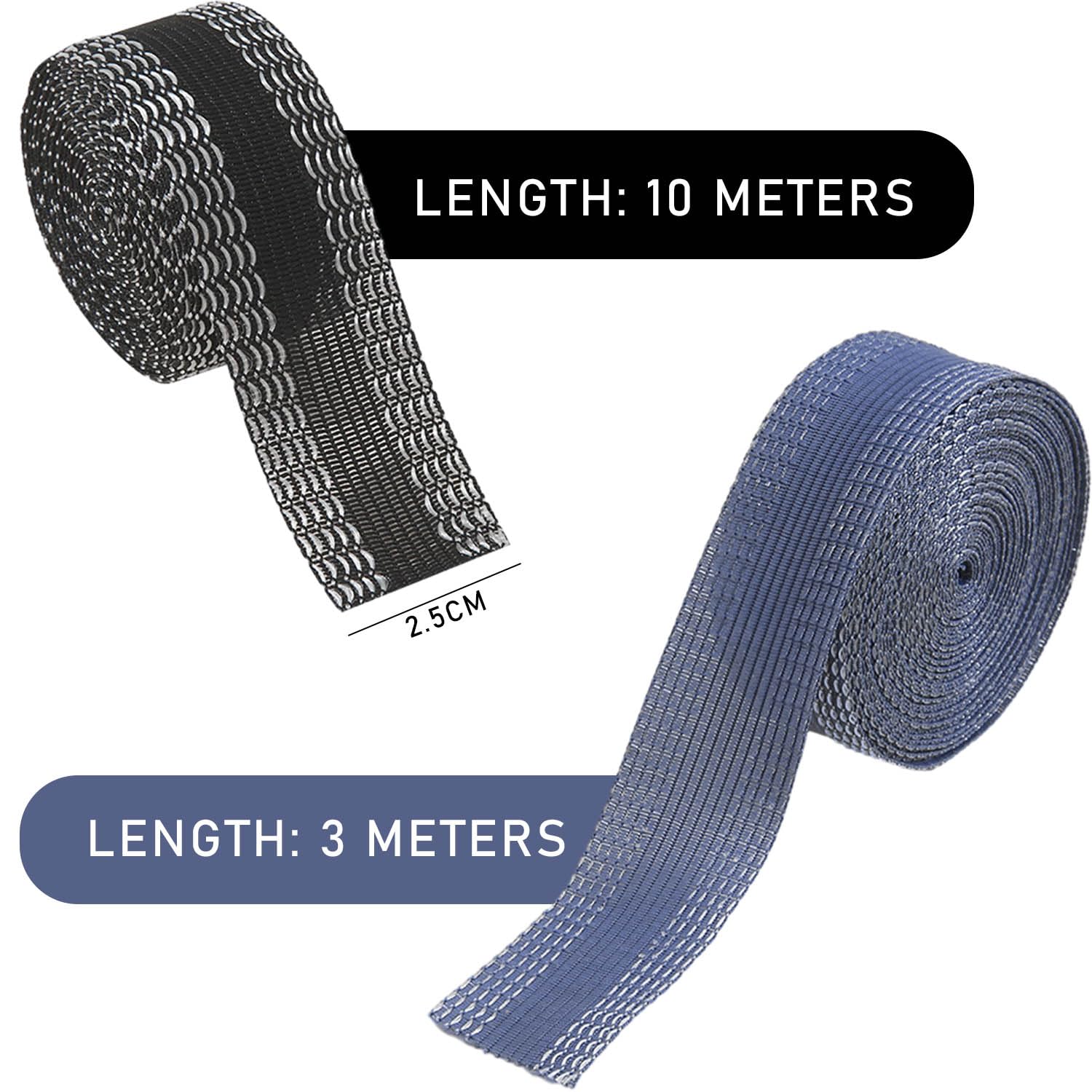 Nastro Termoadesivo Per Orlo - 2 Rotoli Da 25 M, Bianco E Nero, Larghezza 1 Cm, Senza Cuciture - Foto 3