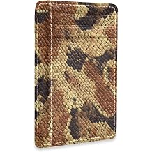 Animal Python Fur Print Brown Leather Slim Wallets for Women with Money Clip RFID Blocking Slim Credit Card Holder for Men and Women carteras para Hombre