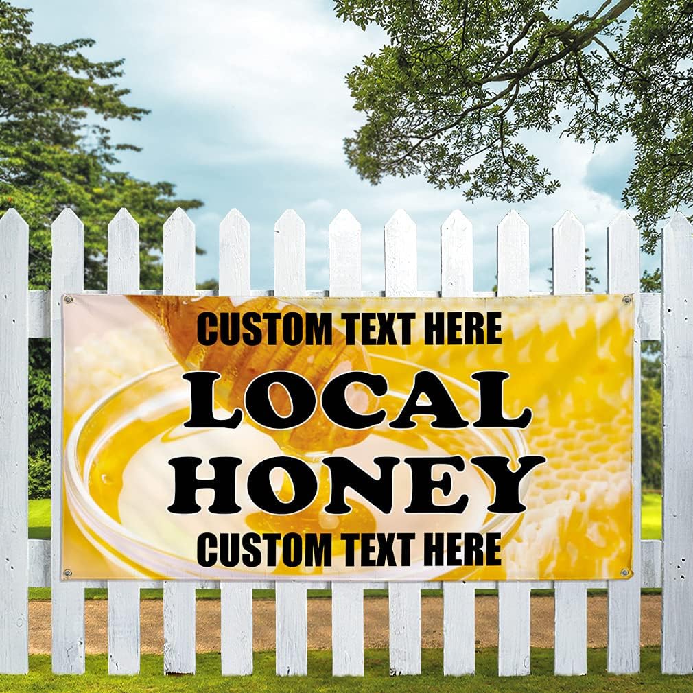 Custom Vinyl Banner Multiple Sizes Local Honey #1 Outdoor Advertising Printing U1 Condiments Outdoor Weatherproof Industrial Yard Signs 4 Grommets Personalized Text Here 24x36Inches