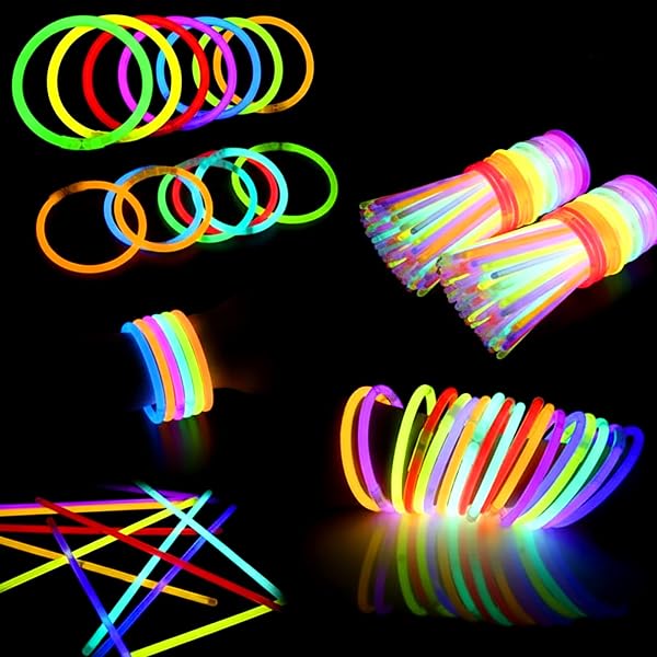 Kimimara 100 Bracelets Fluorescents Lumineux – 7 Couleurs Néon, Bâtons Lumineux pour Fête, Accessoires Fluo et Gadgets de Soirée, Décoration Noël et Nouvel An - 3