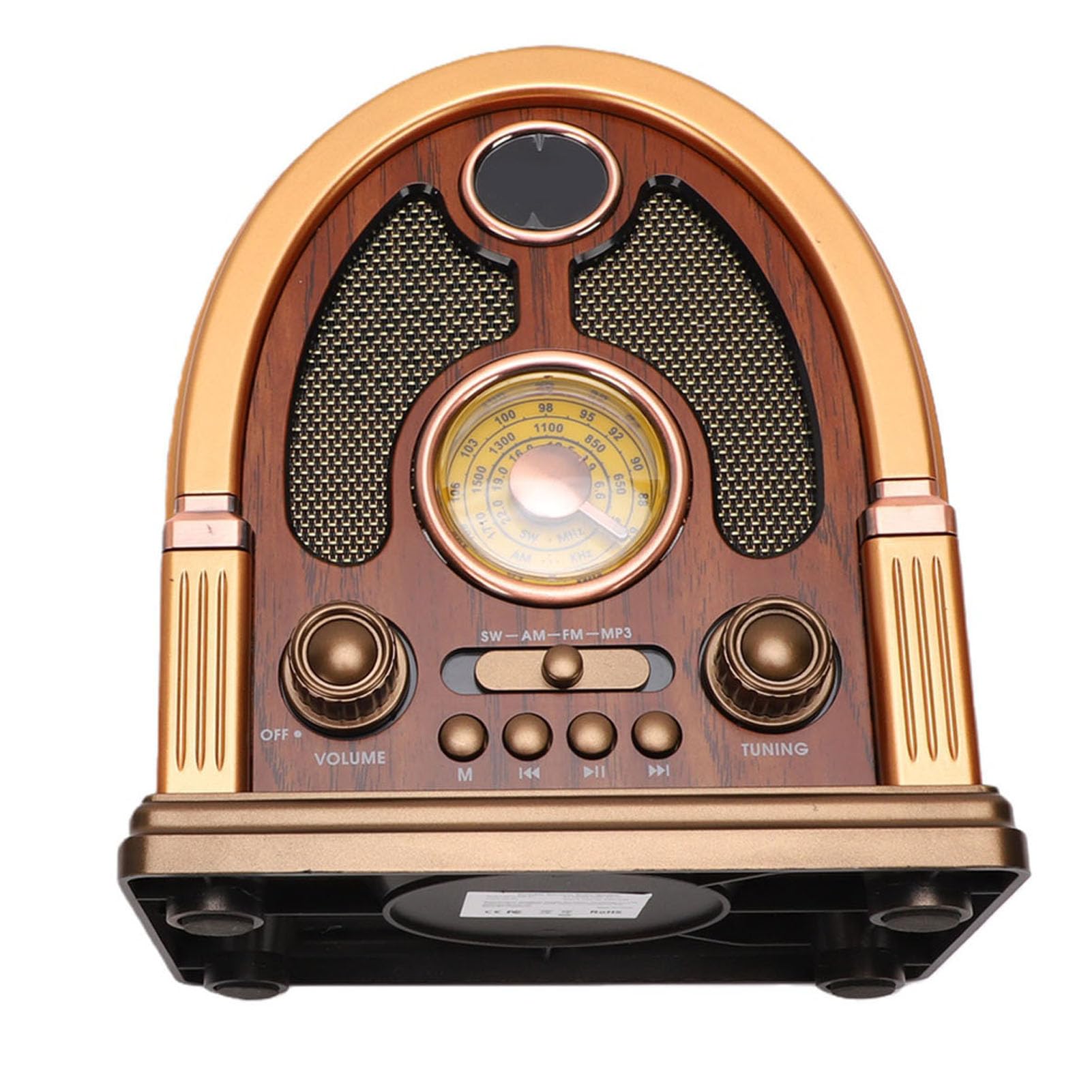 Goshyda Radio Am FM SW Portátil Vintage con Bluetooth (Oscuro) | Altavoz de radio retro, batería recargable de 2000 mah, antena retráctil, estéreo inalámbrico verdadero, para uso en