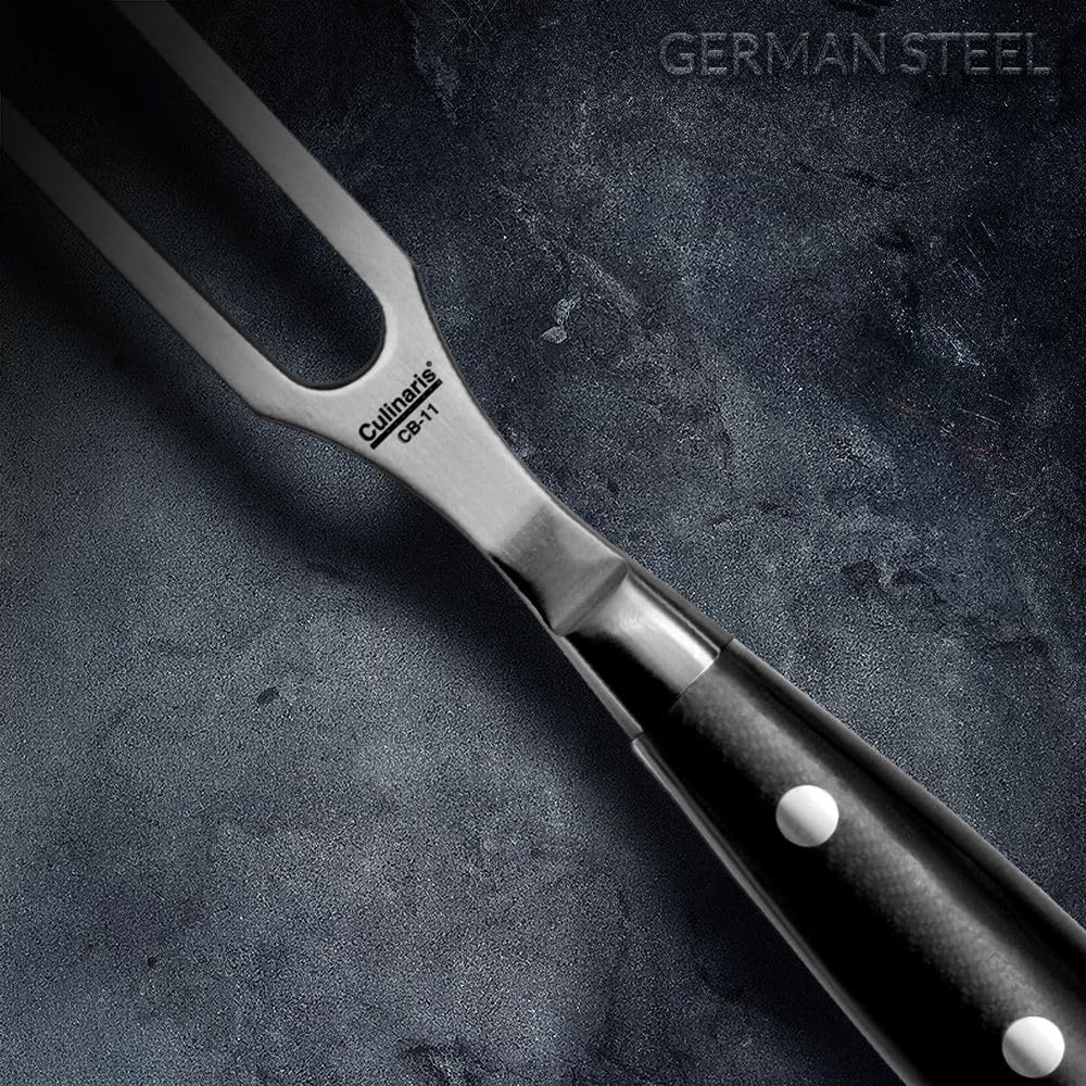 Culinaris Fleischgabel, Gabellänge 19 cm aus lebensmittelfreundlichem rostfreiem Edelstahl. Bratengabel Grillgabel mit dreifach genietetem ergonomischen Hartharz Griff